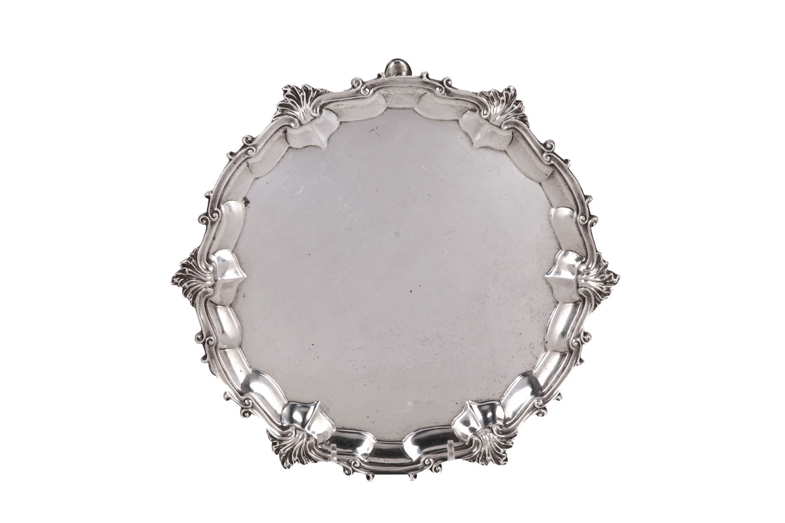 VICTORIAN ENGLISH SILVER FOOTED SALVER, 607g (1 of 4)