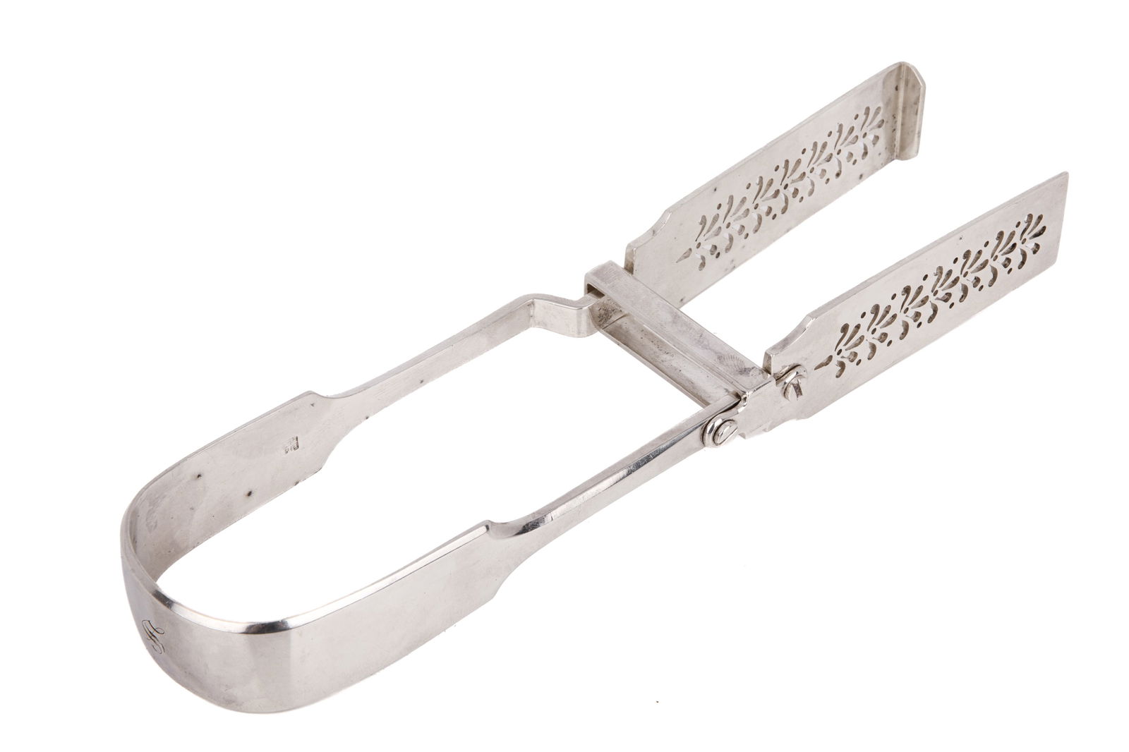 VICTORIAN SILVER ASPARAGUS TONGS 192 g.: H J Lias & Son, London, 1863. 192g weight L. 21.5 cm 8 1/2 in.