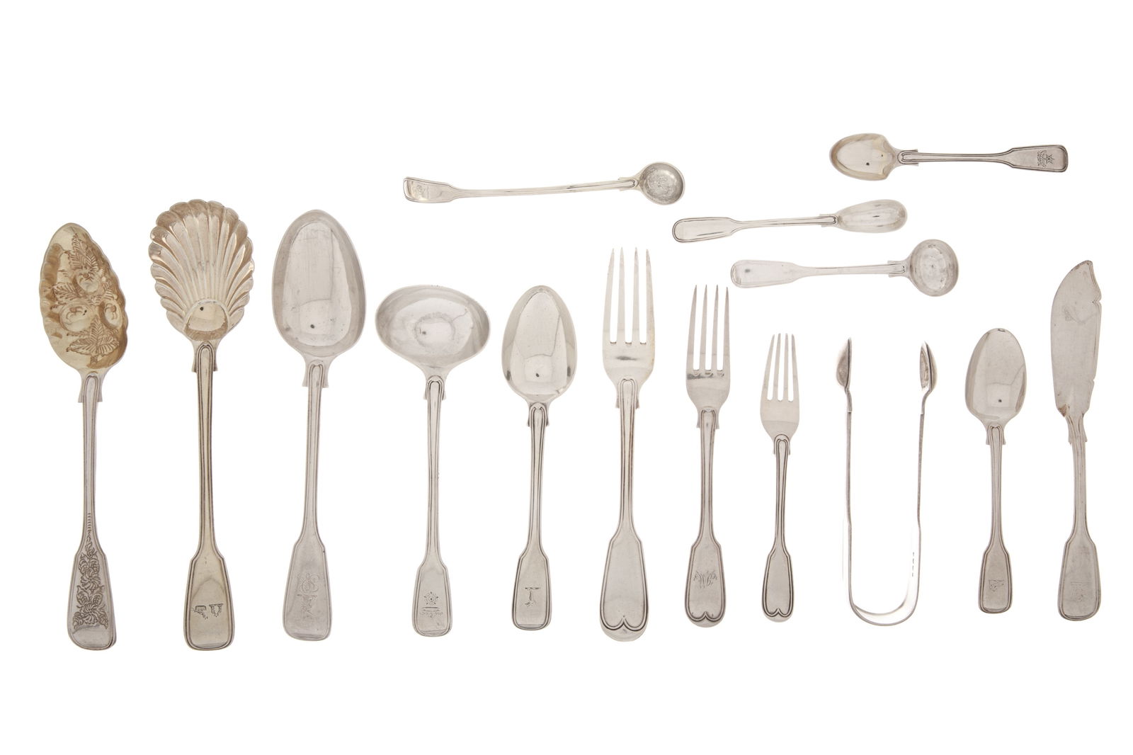 62pc ENGLISH SILVER FIDDLE & THREAD FLATWARE 3585g (1 of 4)