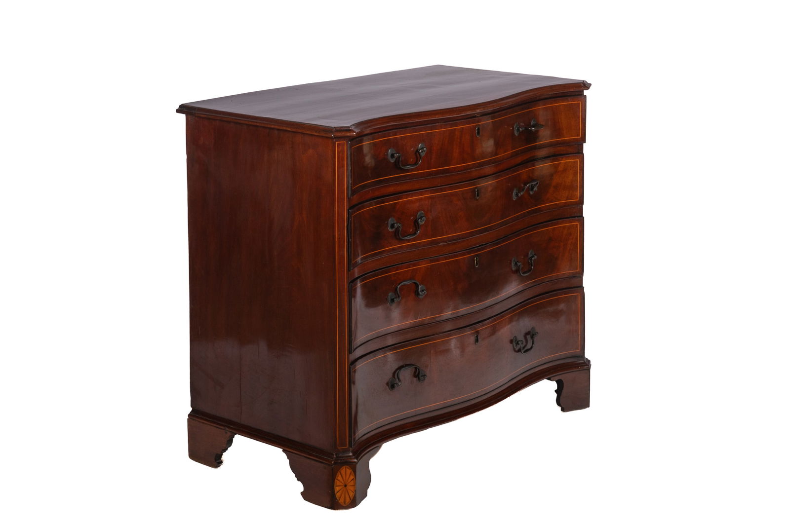 GEORGE III MAHOGANY SERPENTINE FOUR DRAWER CHEST (1 of 6)