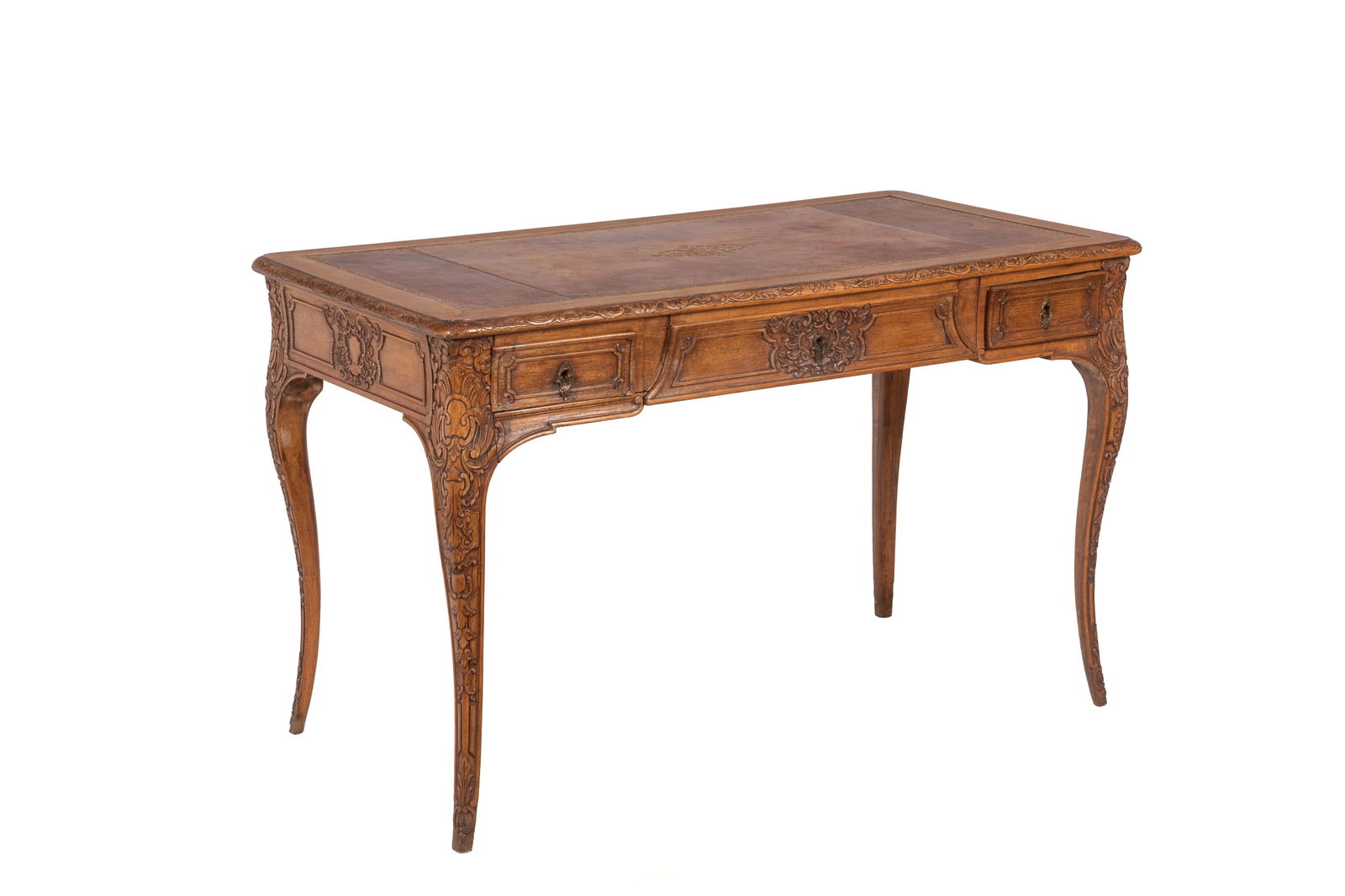 ANTIQUE FRENCH PROVINCIAL CARVED WALNUT DESK (1 of 7)