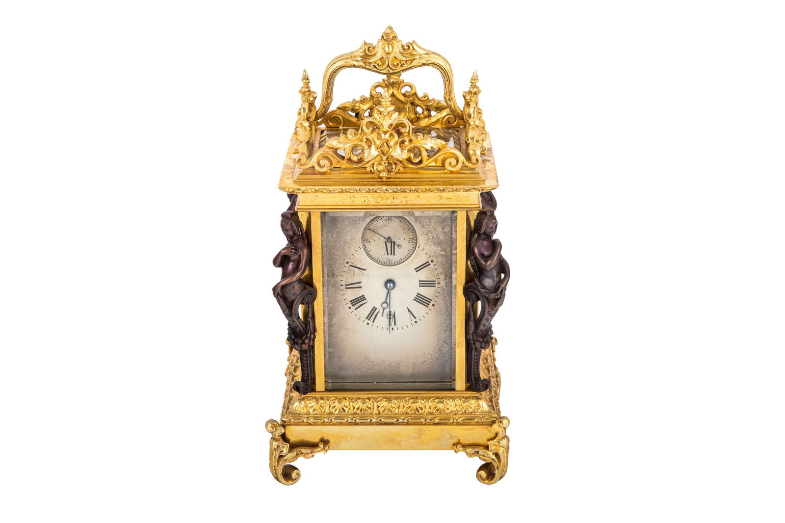 19th C. BAROQUE BRONZE CARRIAGE CLOCK (1 of 5)
