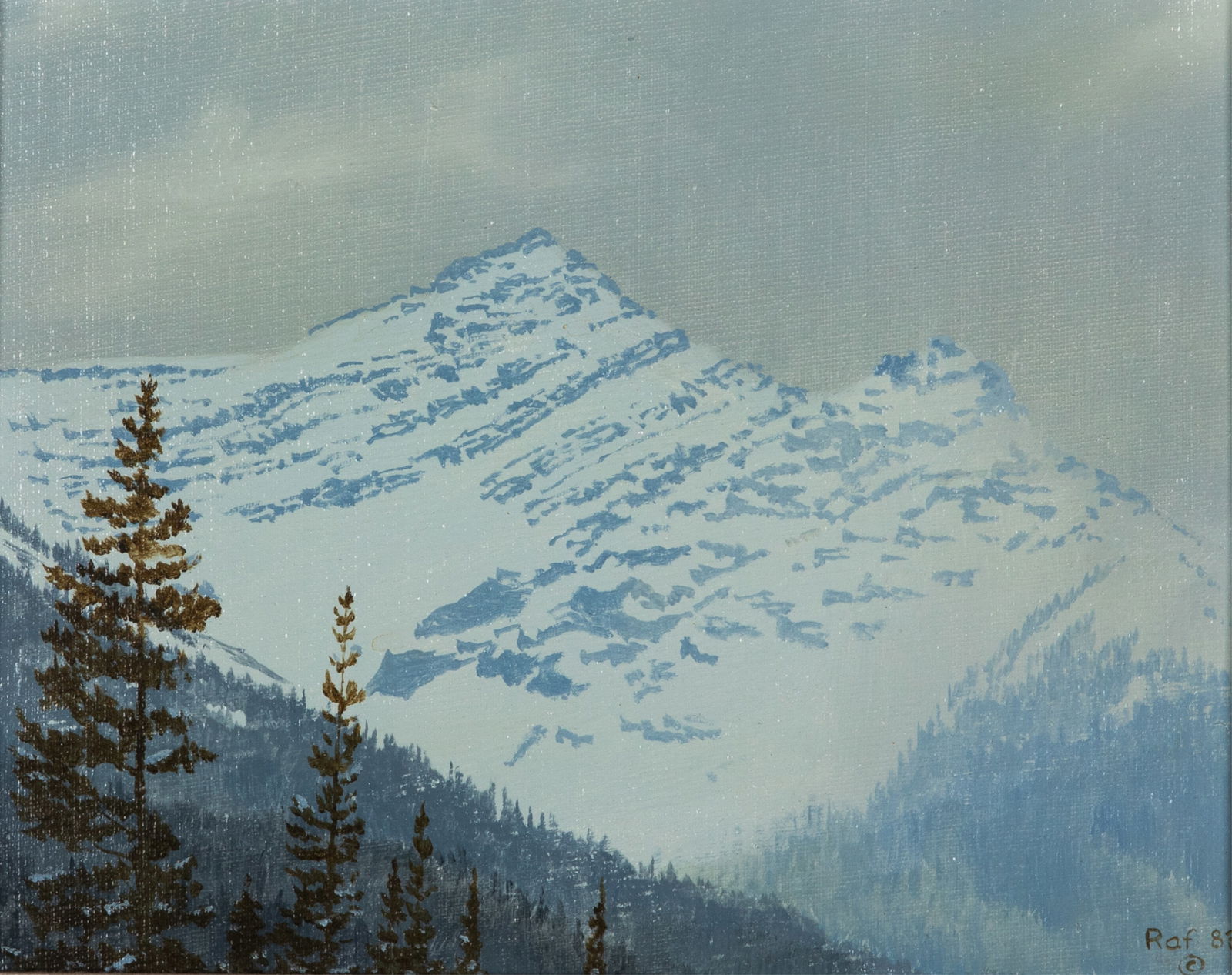 TED RAFERTY (Canadian, b. 1938): "High Country Storm" Oil on board Signed and dated 1983 bottom right H. 8" x W. 10"