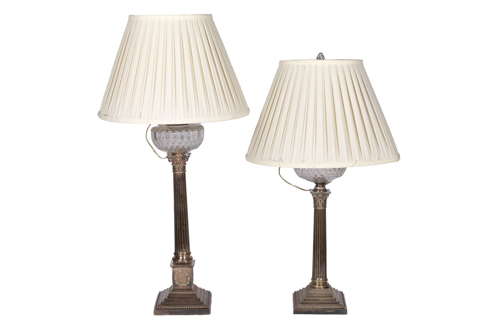 TWO ANTIQUE OIL LAMPS CONVERTED TO TABLE LAMPS (1 of 3)