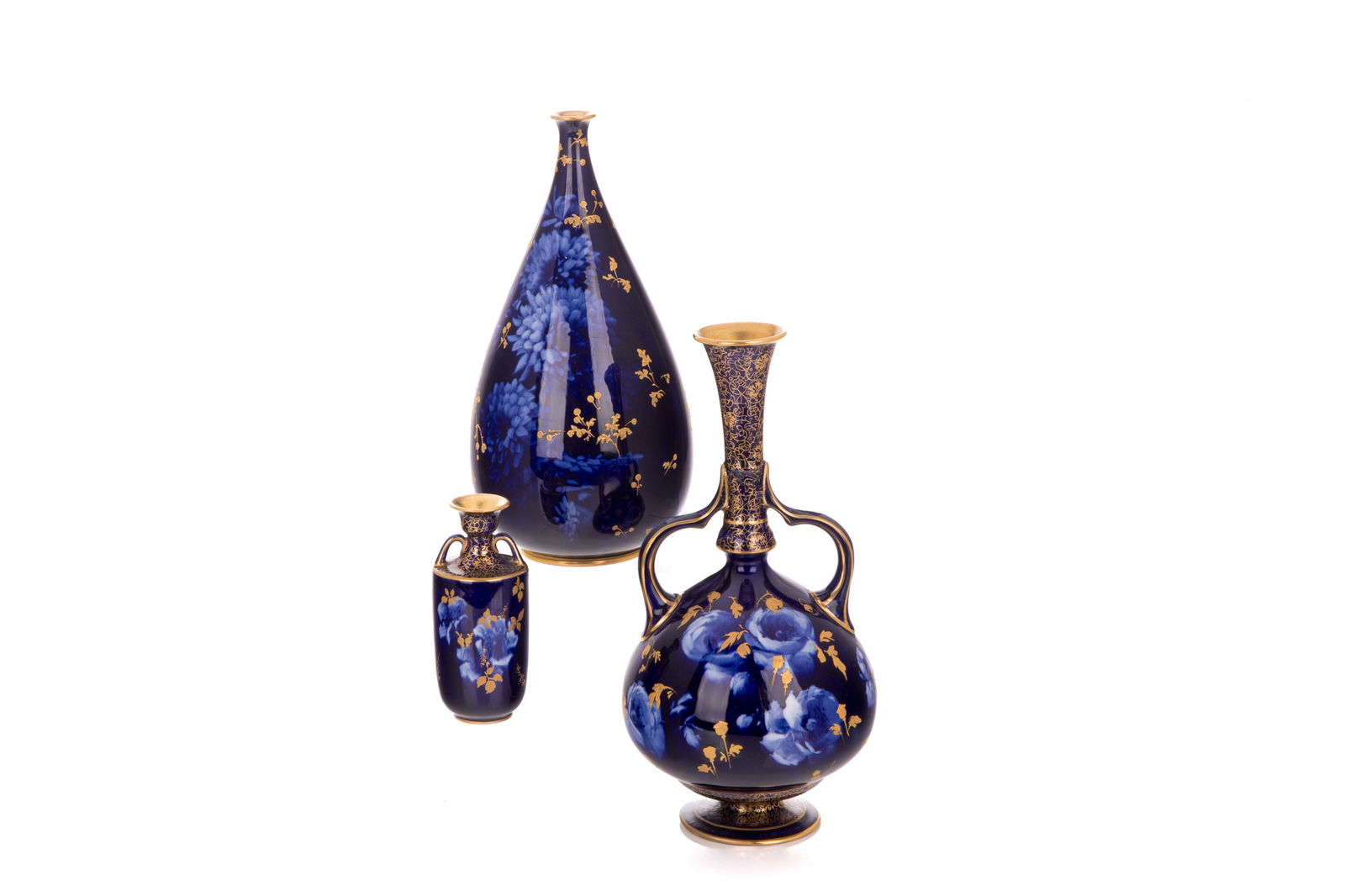 THREE DOULTON BURSLEY COROLIAN WARE VASES (1 of 4)