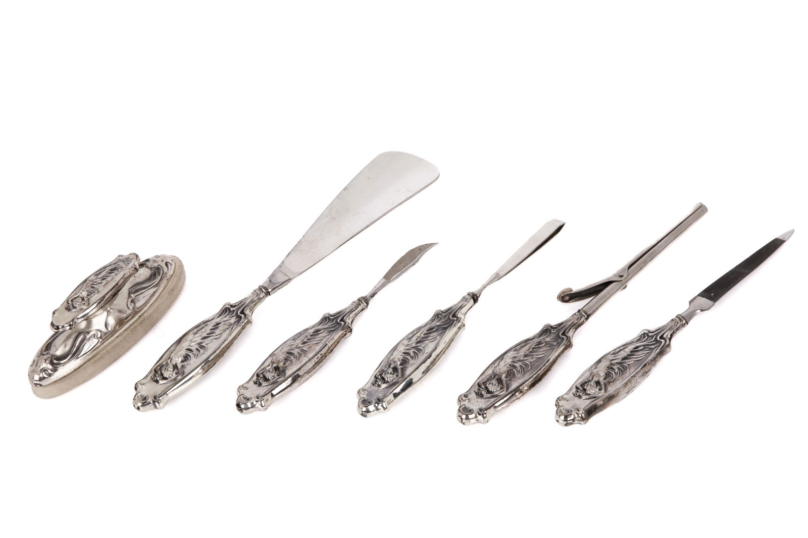 SIX ART NOUVEAU SILVER-HANDLED VANITY PIECES (1 of 2)