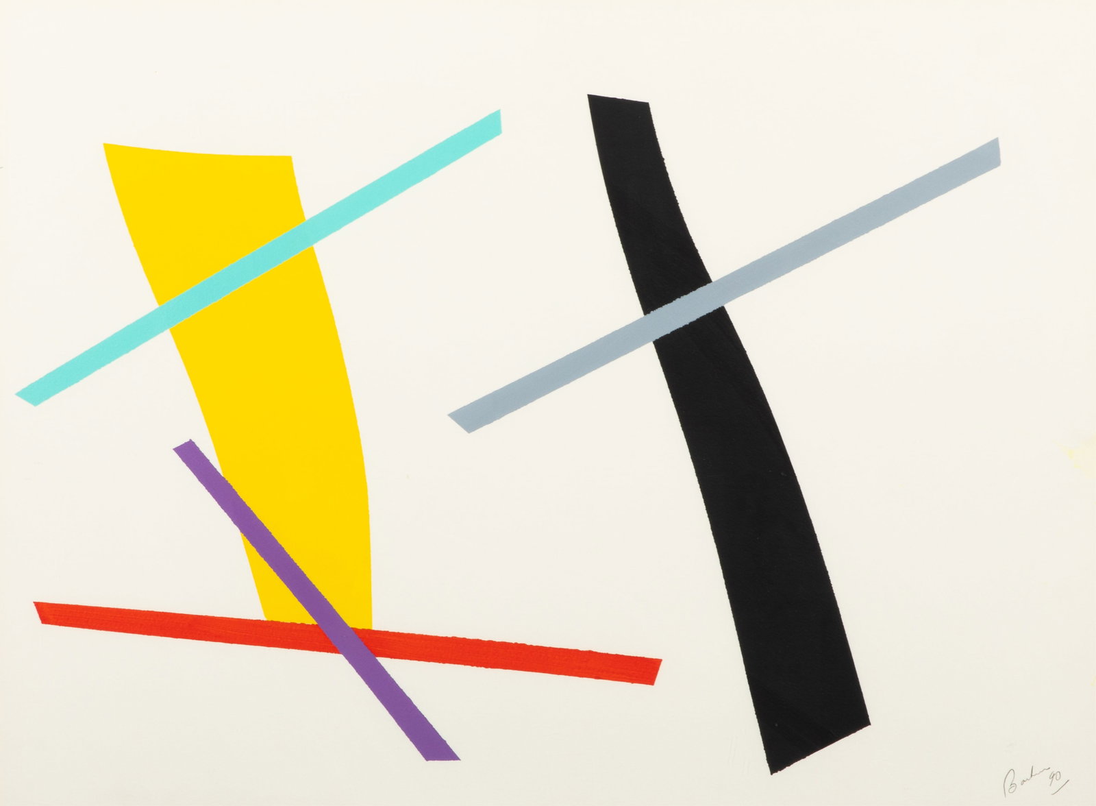 MARCEL BARBEAU (Canadian, 1925-2016): Abstract (1990) Gouache Signed and dated bottom right H. 24" x W. 30" Provenance: Private Ottawa Collection