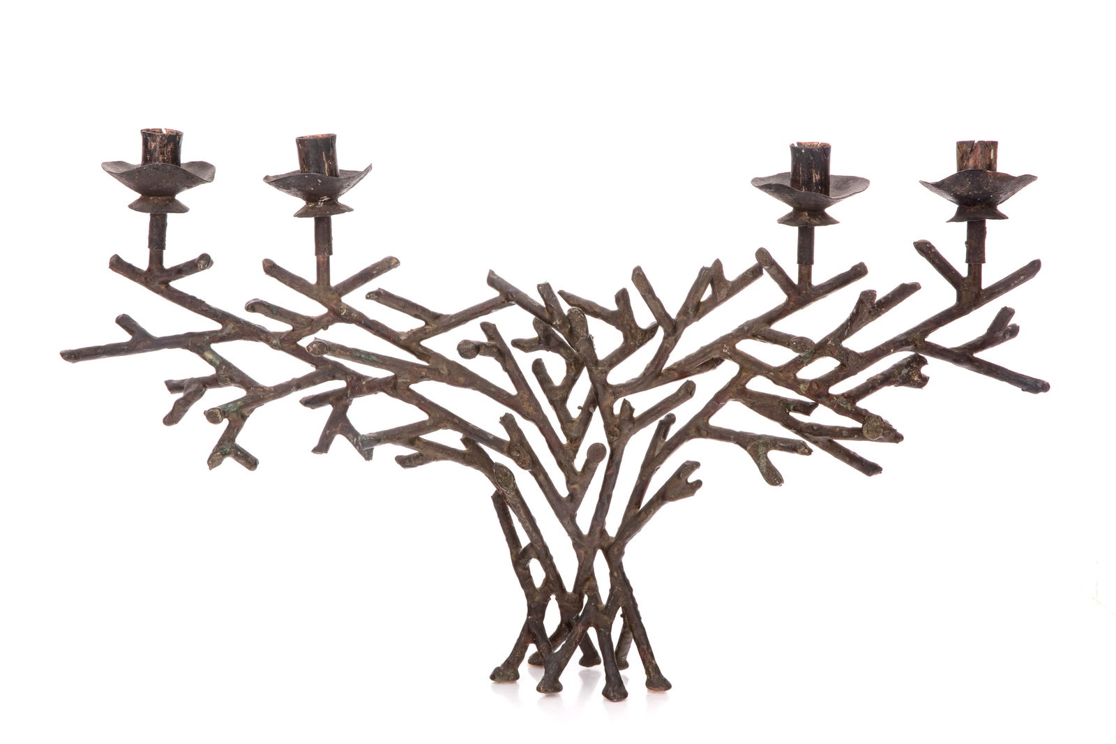 RICHARD E. FILIPOWSKI (Polish-Canadian 1923-2008): Untitled Sculptural Candelabra Bronze, circa 1961 Unsigned H 13 x W 22in A gift from the artist to his sister. From the Estate of Barbara Phillips, New York and Ontario, Canada. Sister and advocate of
