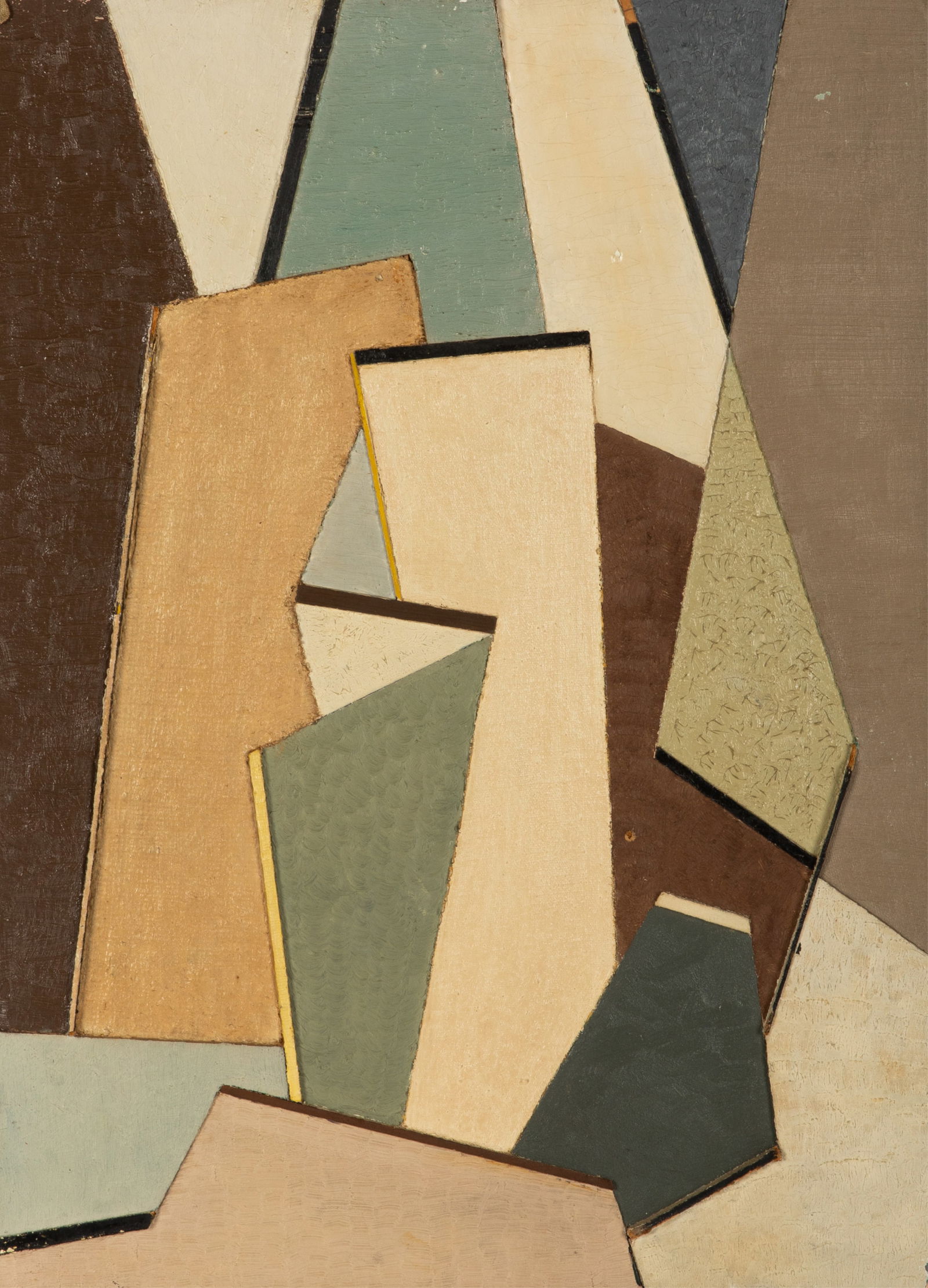 RICHARD E. FILIPOWSKI (Polish-Canadian 1923-2008): Untitled Abstract Mixed Media on Masonite Unsigned, circa 1940 H 22 x 16in From the Estate of Barbara Phillips, New York and Ontario, Canada. Sister and advocate of the artist