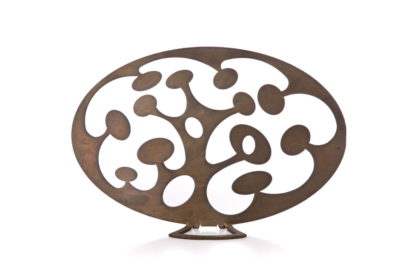 RICHARD E. FILIPOWSKI (Polish-Canadian 1923-2008): Untitled Abstract Sculpture Brushed Brass Circa 2003 H 7 x W 10 1/2in From the Estate of Barbara Phillips, New York and Ontario, Canada. Sister and advocate of the artist.