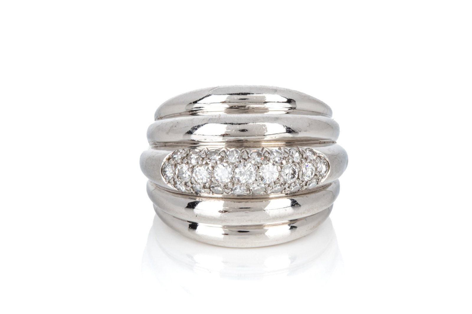 18K WHITE GOLD PAVE DIAMOND RING 19.42g (1 of 2)