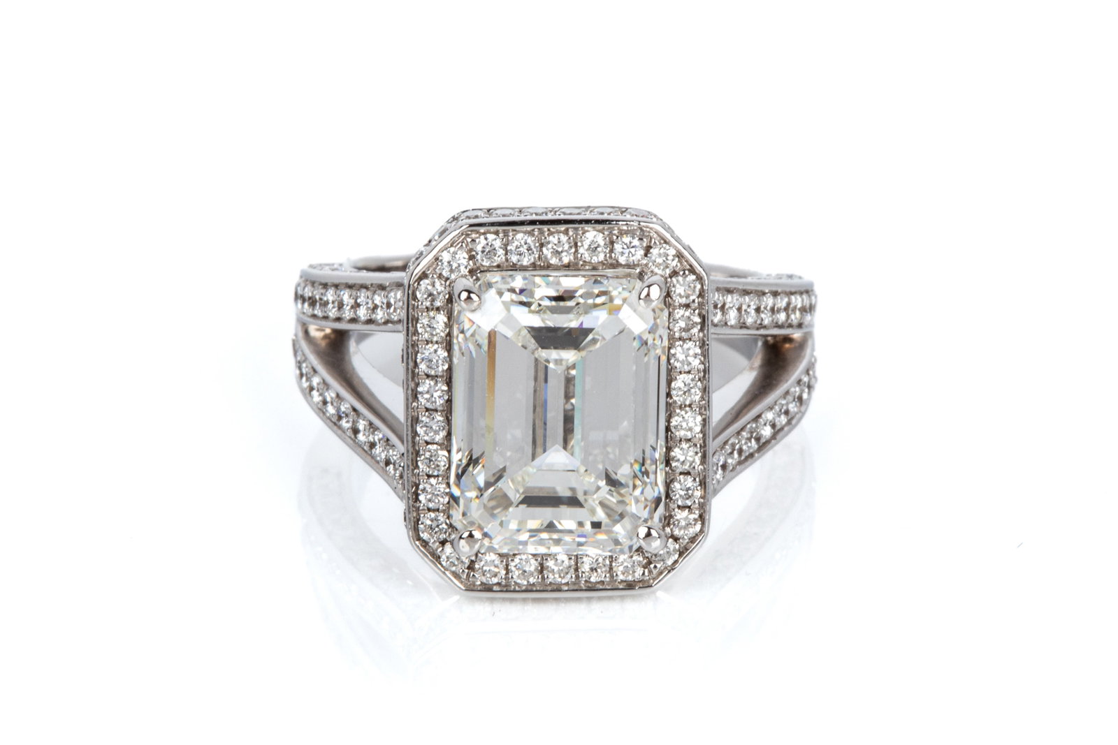 18K 4.28ct VVS1-JK DIAMOND HALO RING 9.1g (1 of 3)