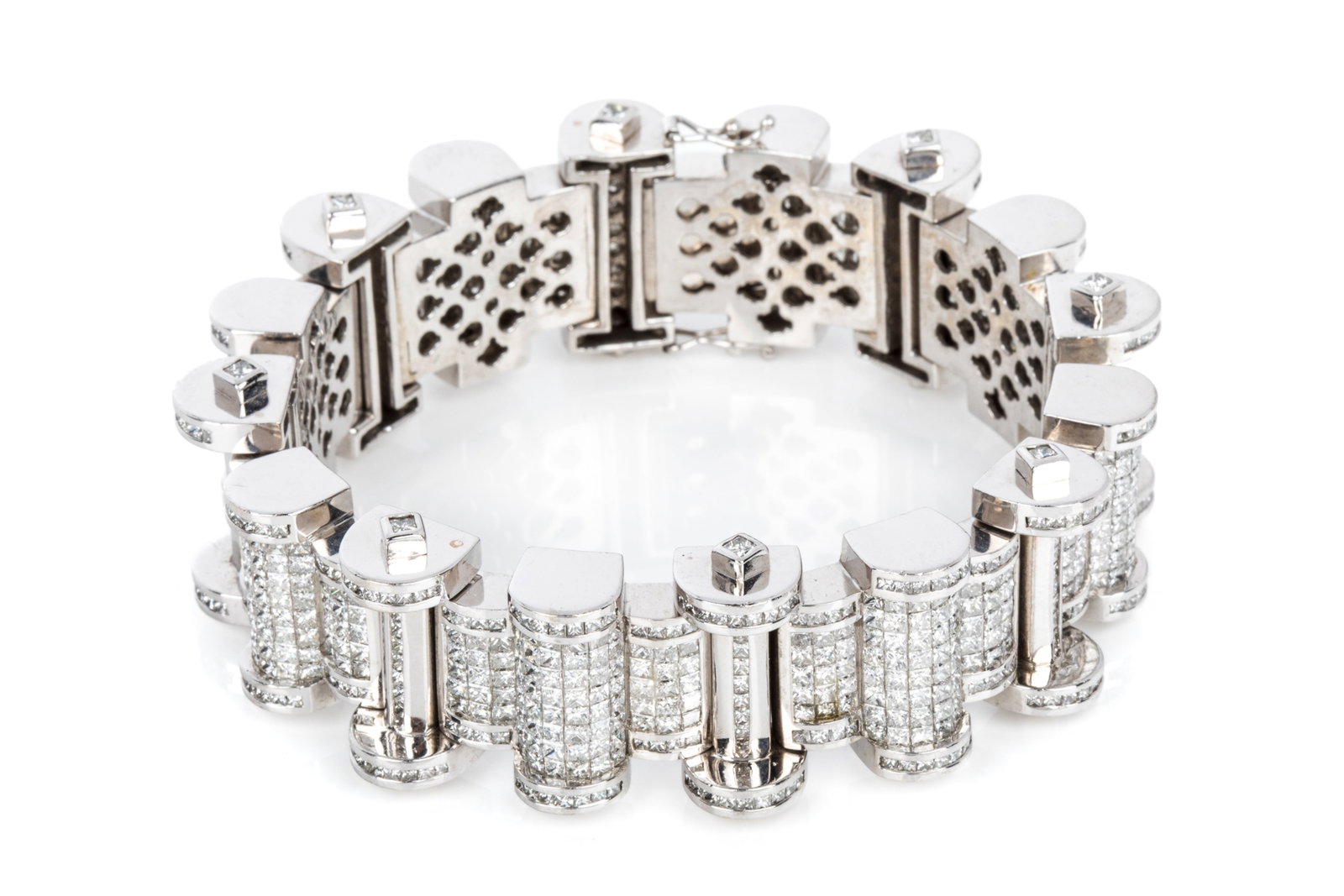 14K WHITE GOLD 28.12cttw DIAMOND BRACELET 154.76g (1 of 3)