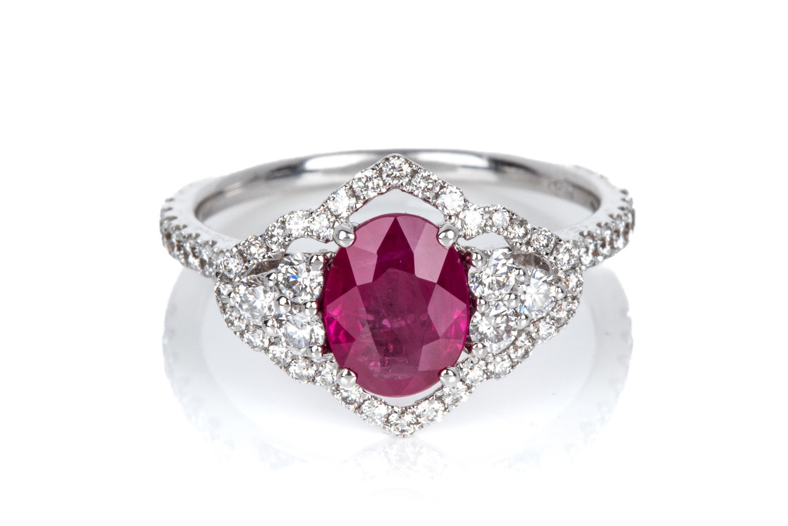 18K ITALIAN 1.40ct RUBY & DIAMOND RING 3g (1 of 3)