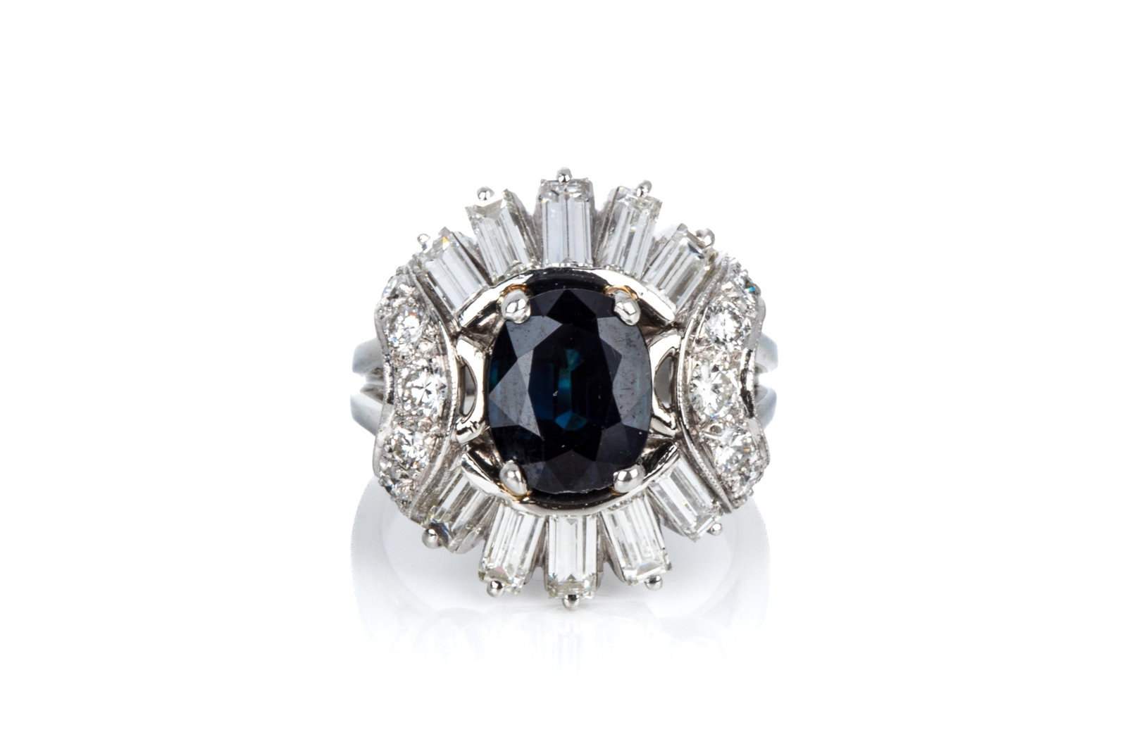 18K DIAMOND & SAPPHIRE RING 8.18g (1 of 2)