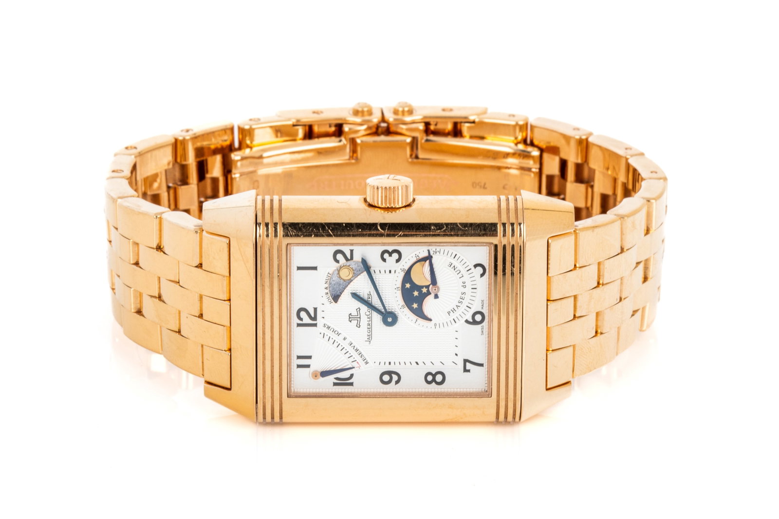 18K JAEGER-LECOULTRE REVERSO GRANDE SUN-MOON: Swiss made 18K rose gold Jaeger-LeCoultre Reverso Grande Sun-Moon model Q3042120 mechanical watch serial number 2439059, 1 owner, purchased September 20th, 2012 from Humbertown Jewellers inEtobicoke, 