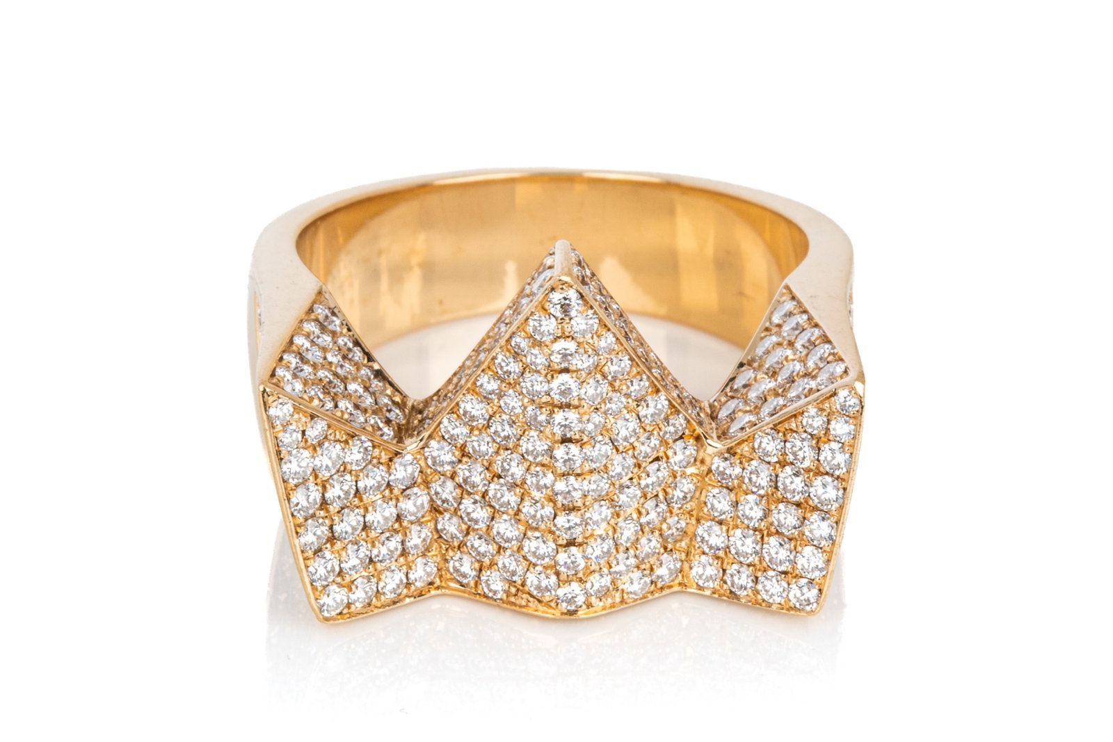 14K GENTS PAVE DIAMOND CROWN RING 25.82g (1 of 4)