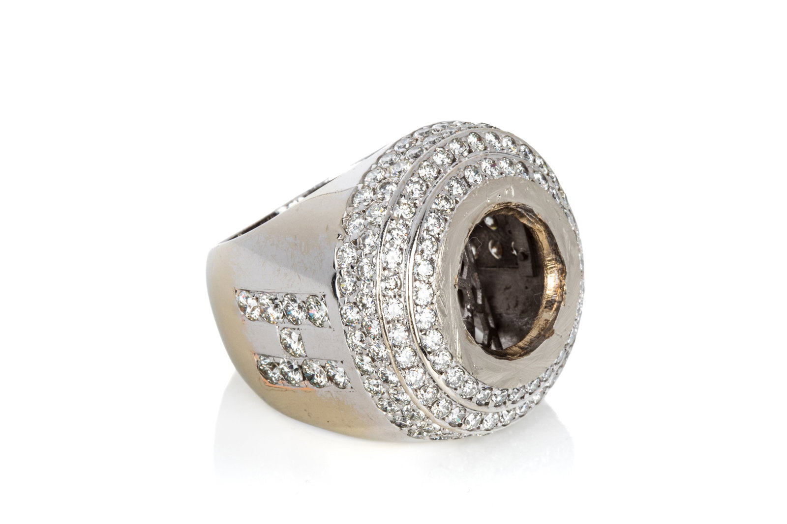 14K DIAMOND SEMI-MOUNT GENTS RING 6.80cttw 38g (1 of 3)