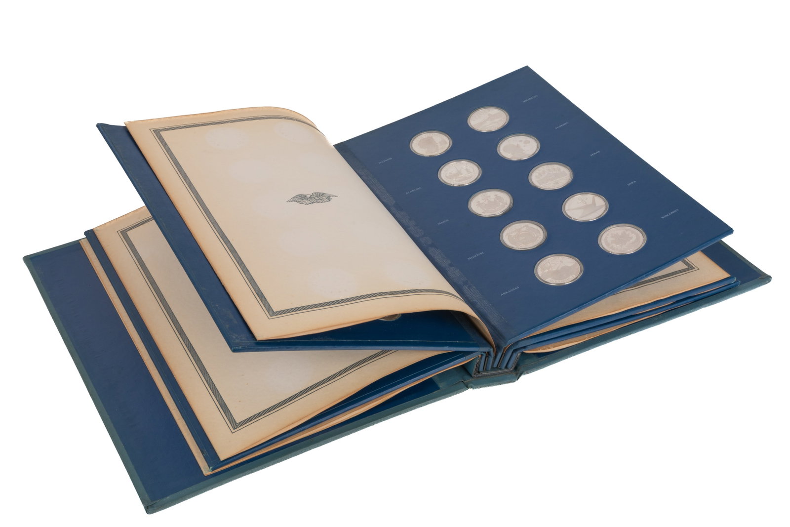 US SILVER COIN COLLECTION - LARGE BINDER: The Fifty State Bicentennial Medal Collection. First Edition Proof set by the Franklin Mint.