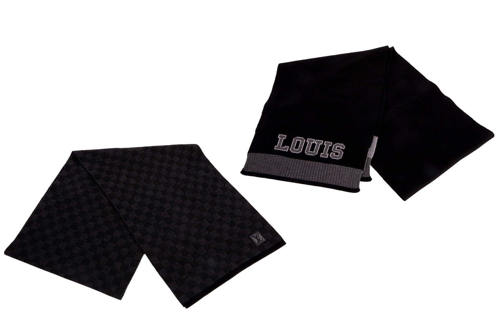 TWO LOUIS VUITTON BLACK WOOL SCARVES (1 of 6)