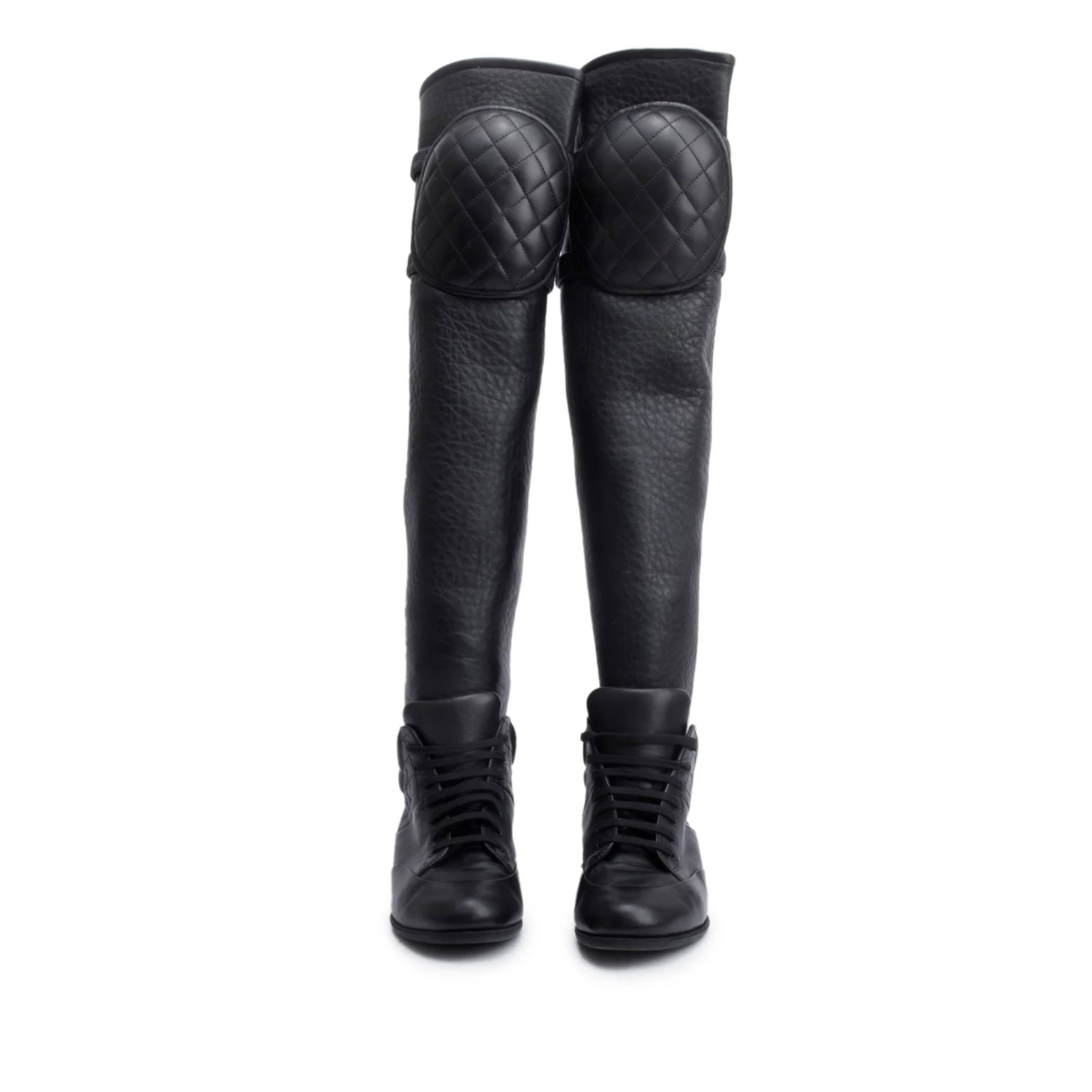 CHANEL QUILTED CC LOGO KNEE HIGH SNEAKER BOOTS (1 of 1)
