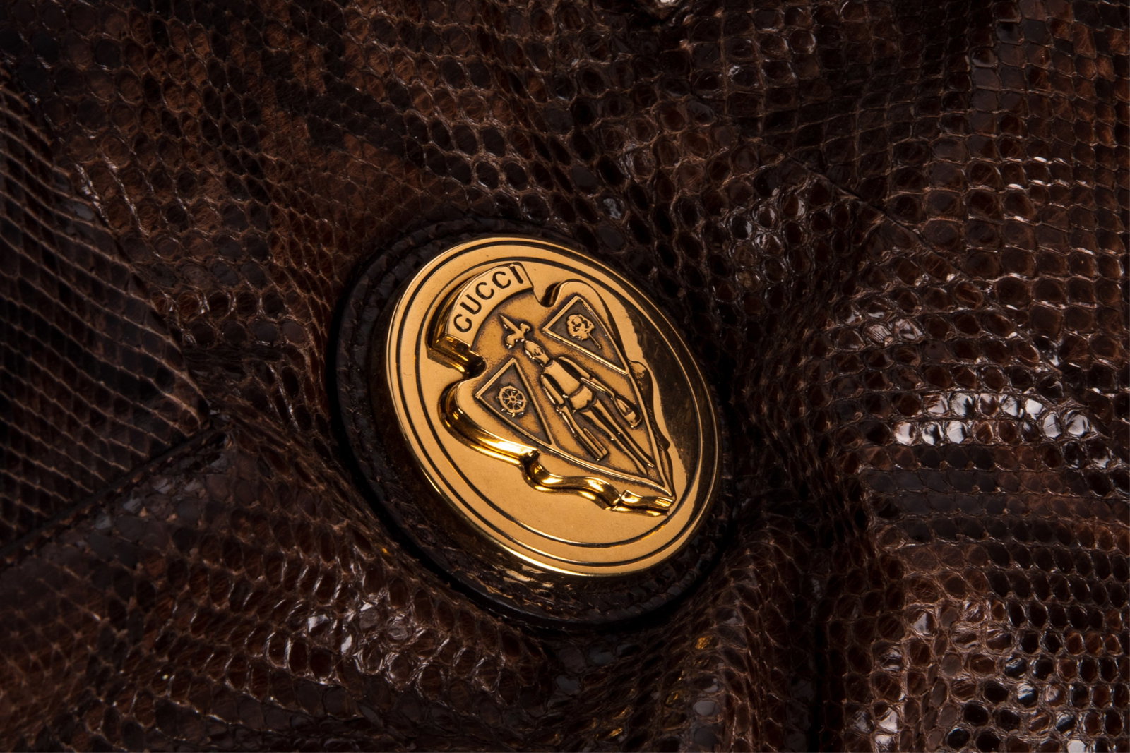 GUCCI BROWN PYTHON LEATHER HYSTERIA TOTE BAG - 3