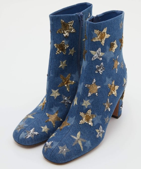 VALENTINO BLUE DENIM SEQUINS ANKLE BOOTS (1 of 1)