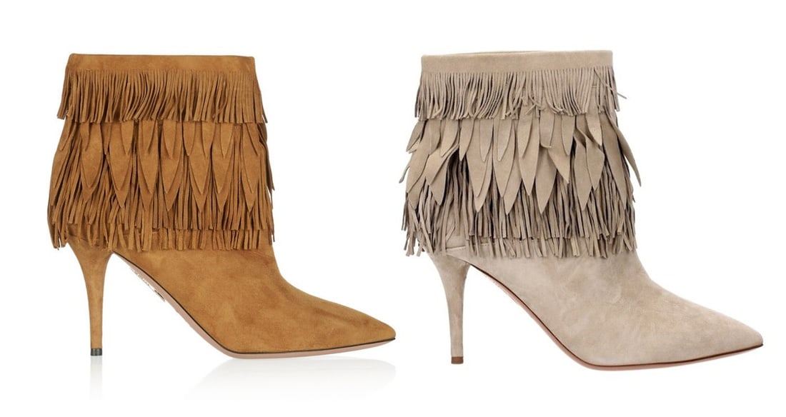 TWO PAIRS OF AQUAZZURA FRINGED SUEDE ANKLE BOOTS (1 of 1)