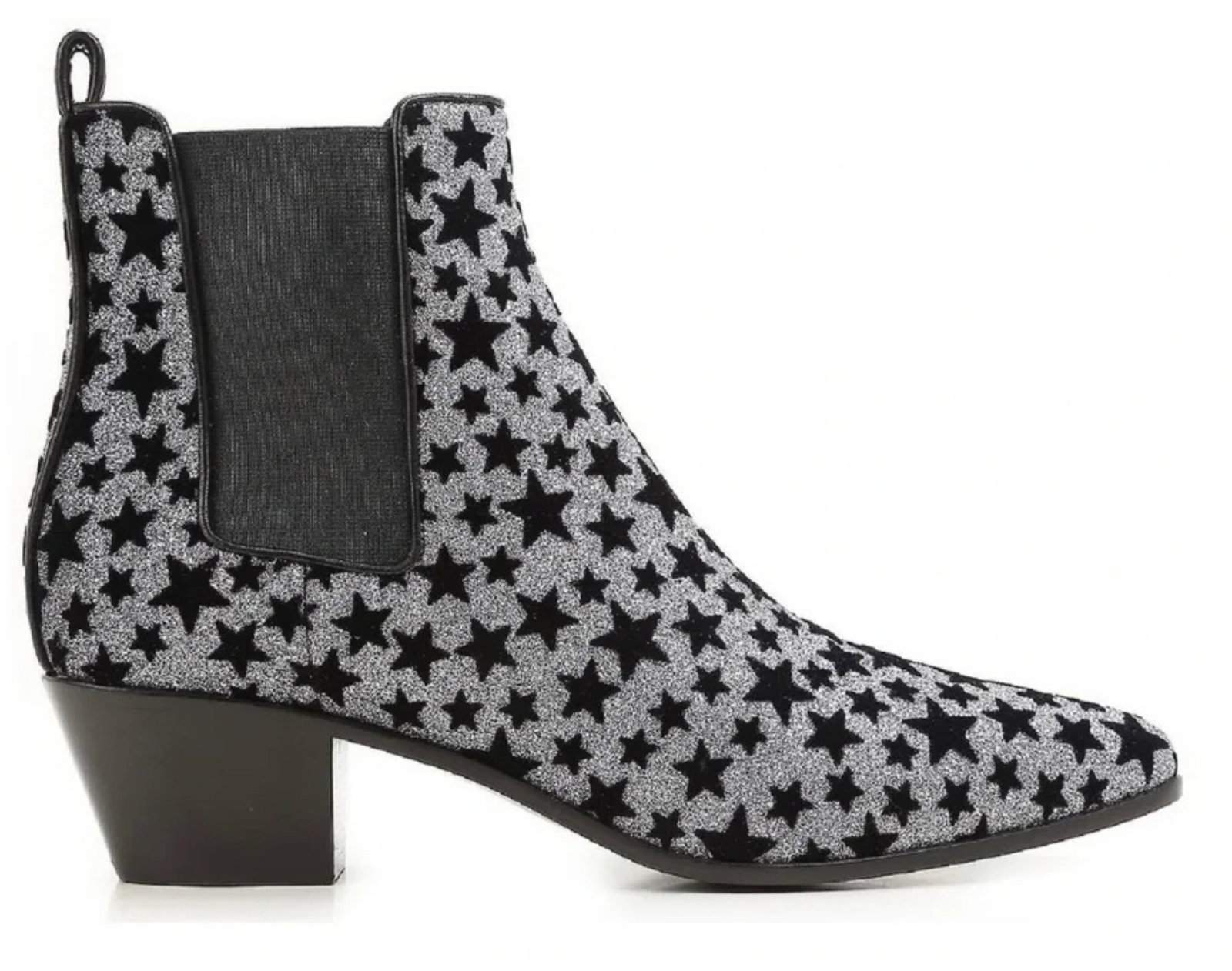 SAINT LAURENT SILVER GLITTER CHELSEA BOOTS (1 of 1)