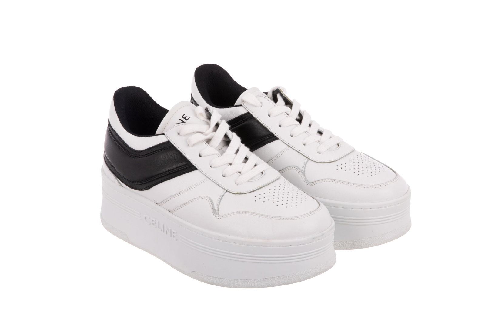 CELINE BLOCK CALFSKIN SNEAKERS BLACK AND WHITE (1 of 4)
