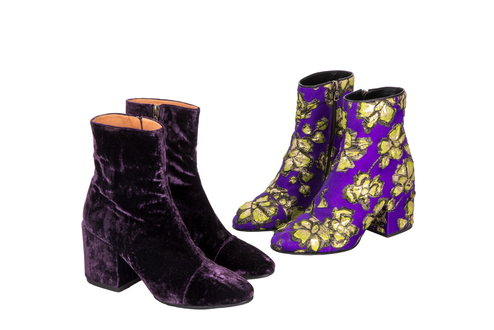 TWO PAIRS OF DRIES VAN NOTEN PURPLE ANKLE BOOTS (1 of 1)