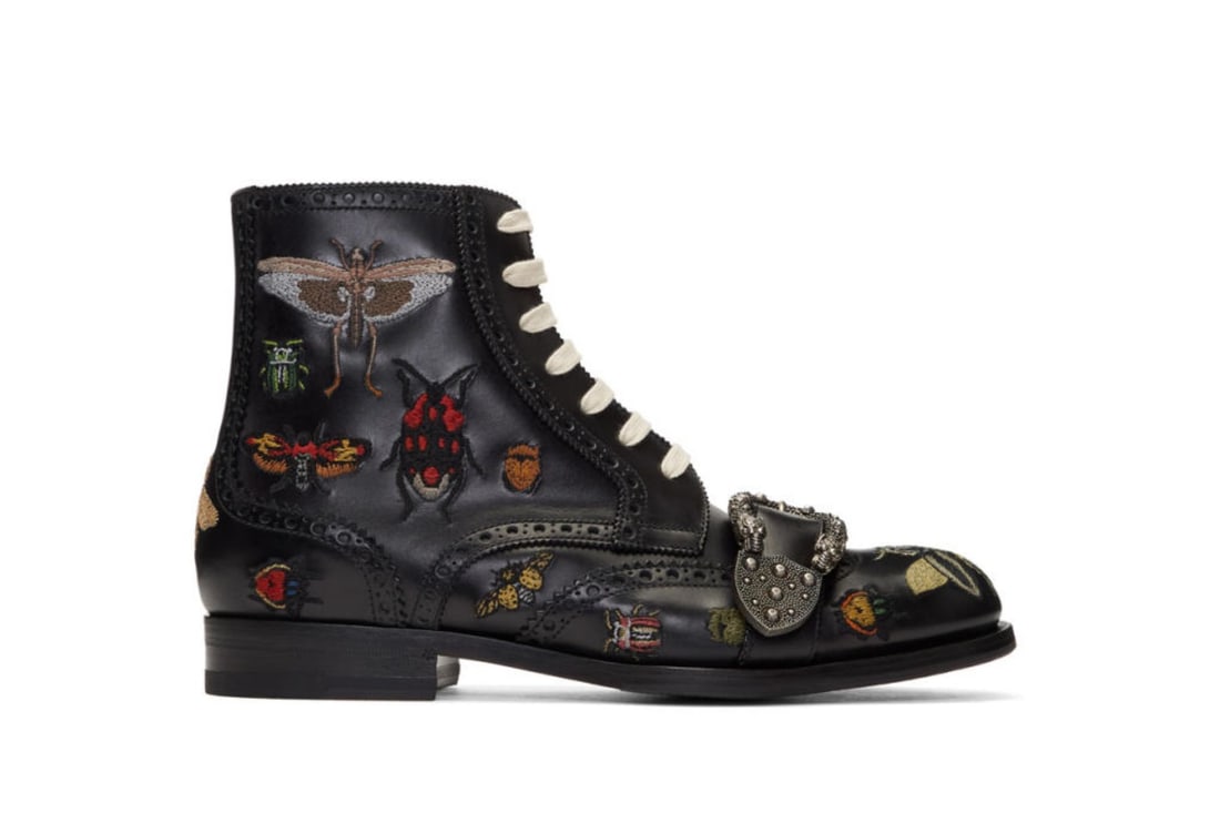 GUCCI QUEERCORE EMBROIDERED INSECTS MENS BOOTS (1 of 1)