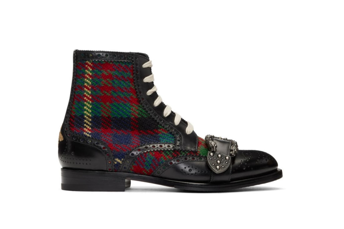 GUCCI QUEERCORE TARTAN MENS BROGUE BOOTS (1 of 1)