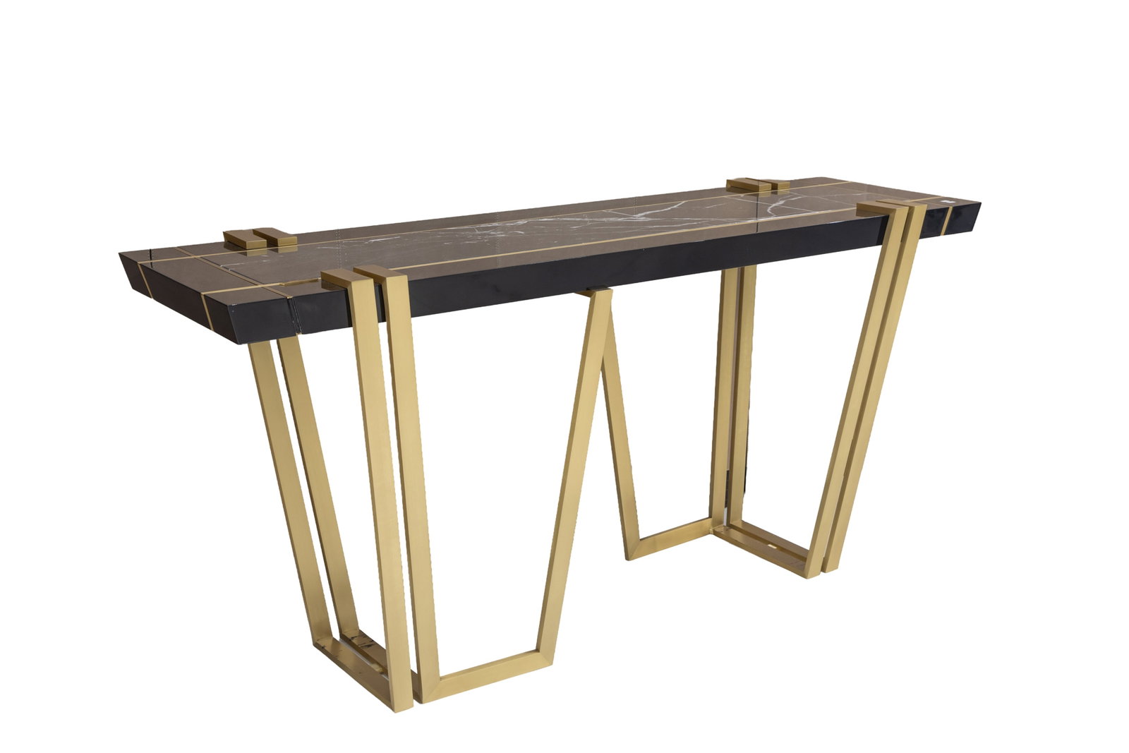 LUXXU BRASS AND BLACK TOP CONSOLE TABLE (1 of 2)