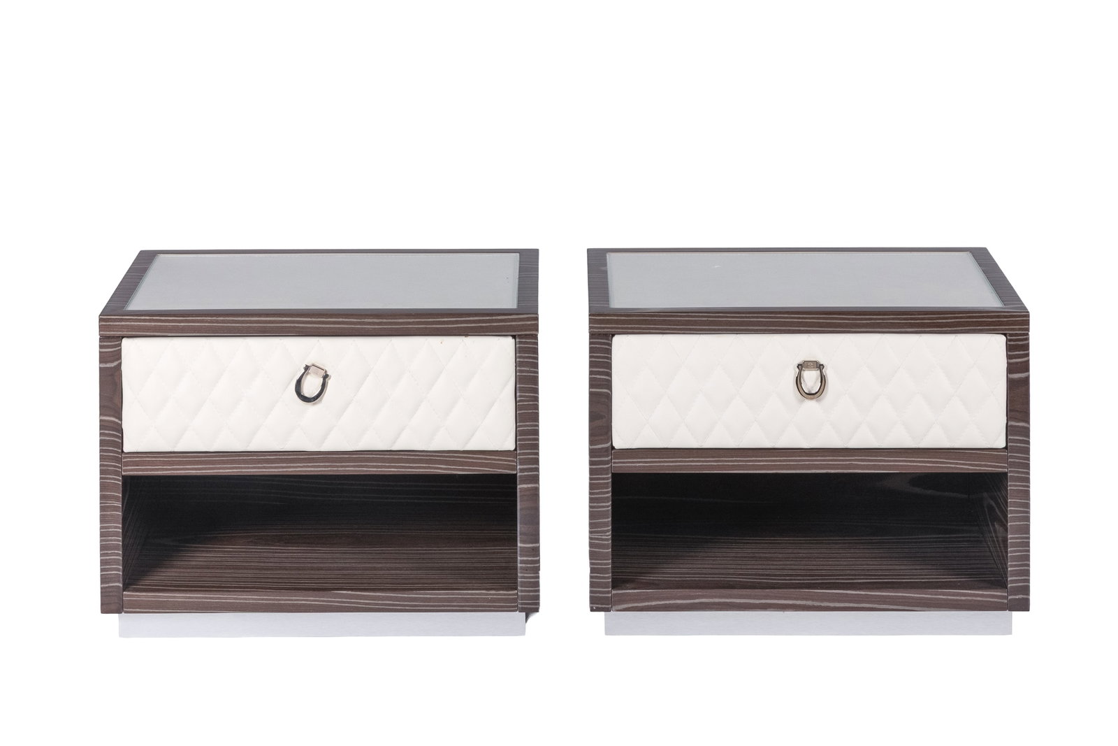 PAIR OF FORMITALIA VENEER CHROME END TABLES (1 of 5)