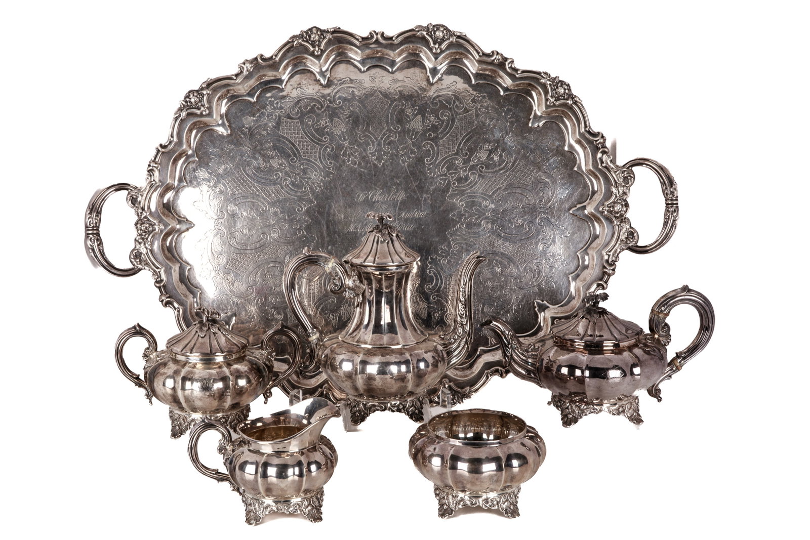 CANADIAN SILVER TEA & COFFEE SET WITH TRAY, 6100g (1 of 3)