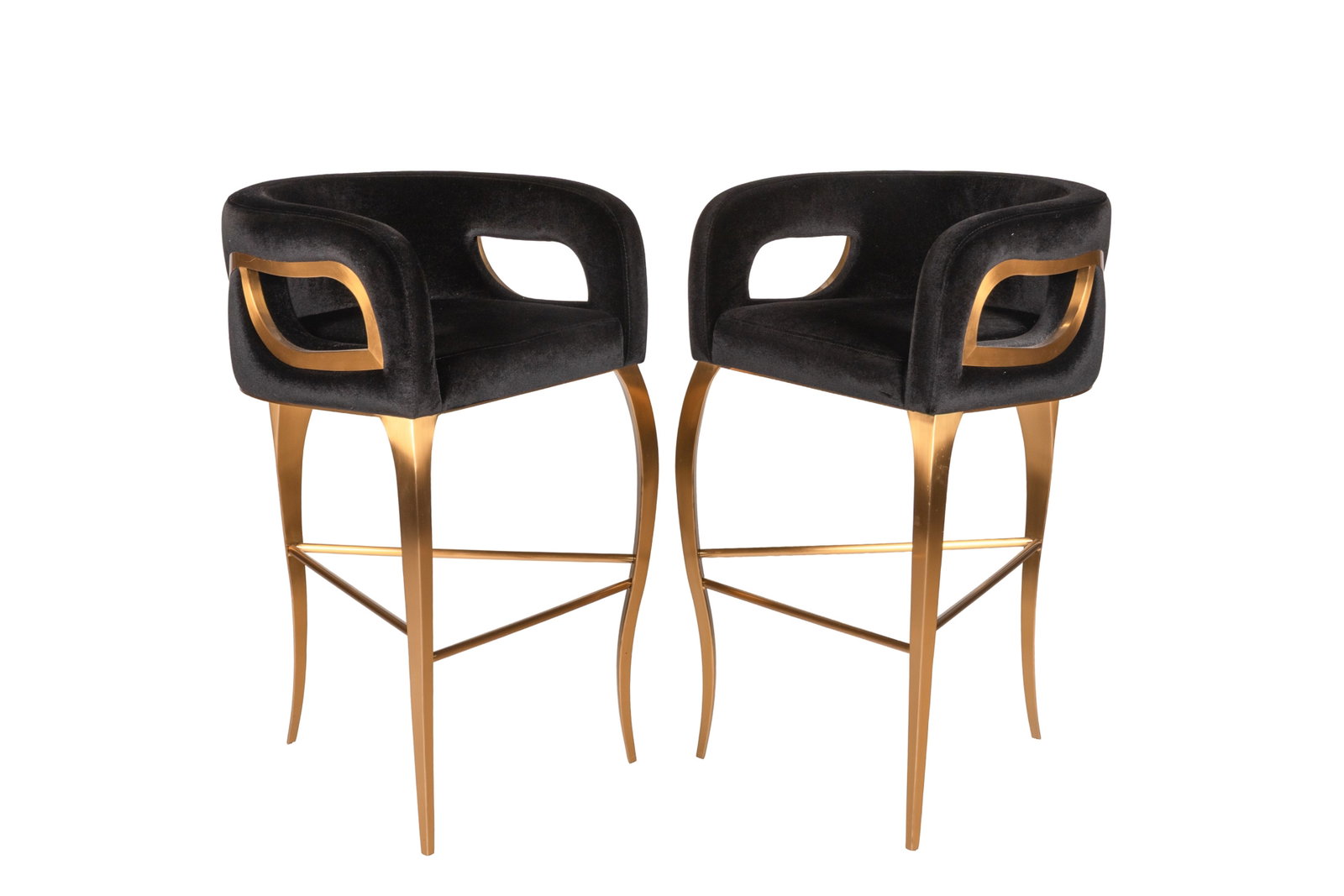SET OF BAR STOOLS BY KOKET: H. 37 1/2" x W. 24" x D. 42", H. to seat: 29 1/2"
