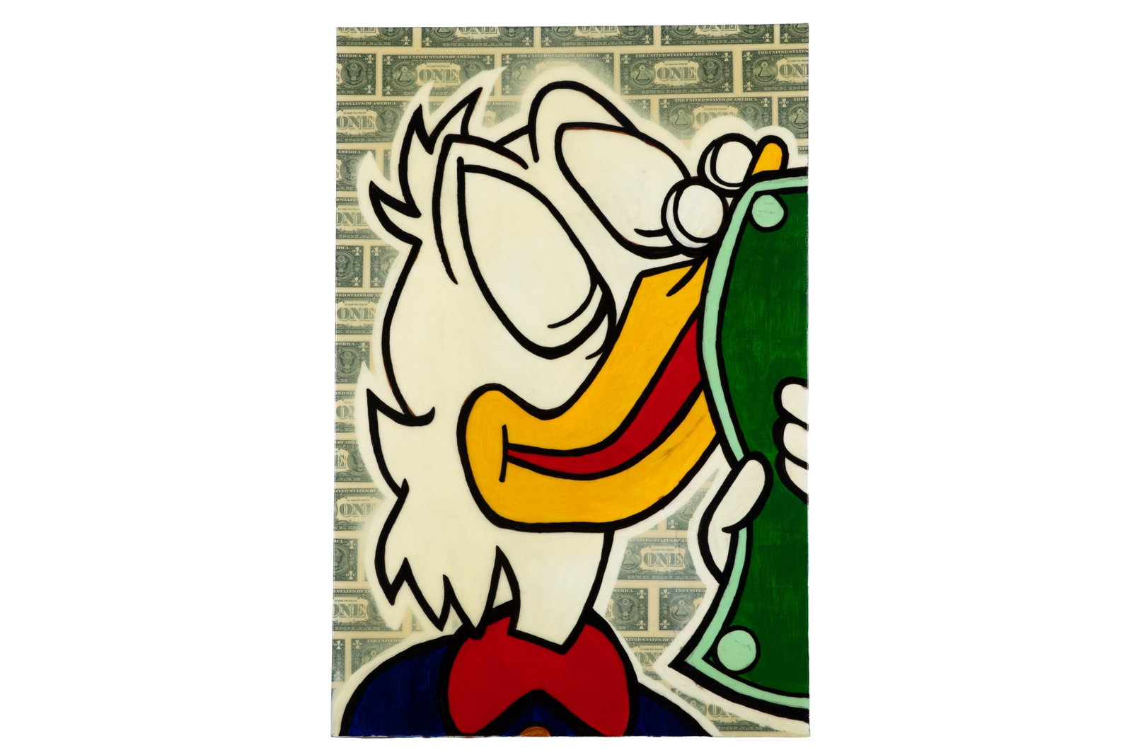 DAFFY DUCK: Mixed media with lacquer in the manner of Alex Monopoly. H. 36" x W. 24"