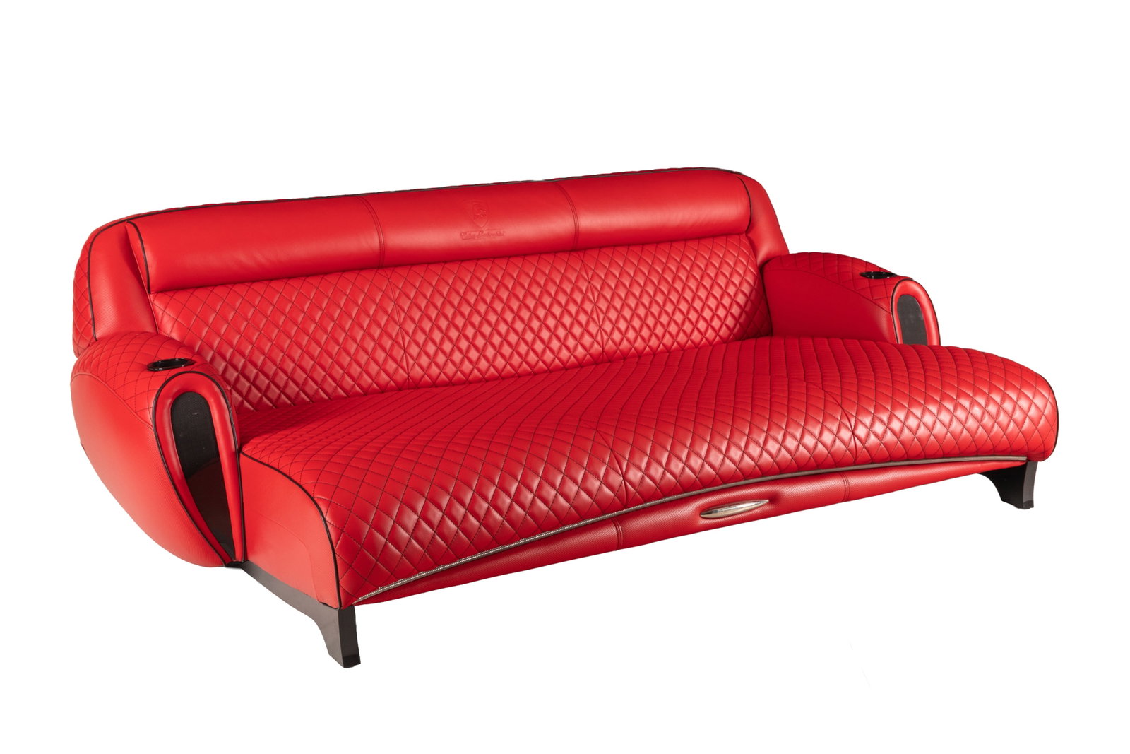 TONINO LAMBORGHINI CASA CINEMA RED LEATHER SOFA: H. 32" x W. 100" x D. 64"