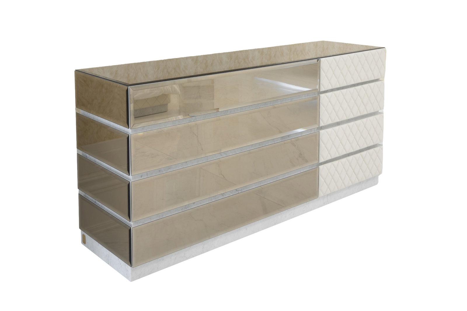 FORMITALIA ITALIAN LEATHER AND MIRRORED CHEST (1 of 2)