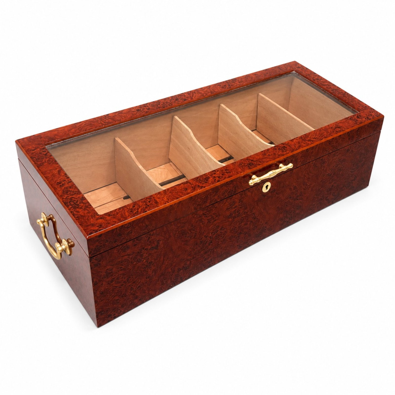 LARGE BURLED WOOD CIGAR HUMIDOR BOX (1 of 1)