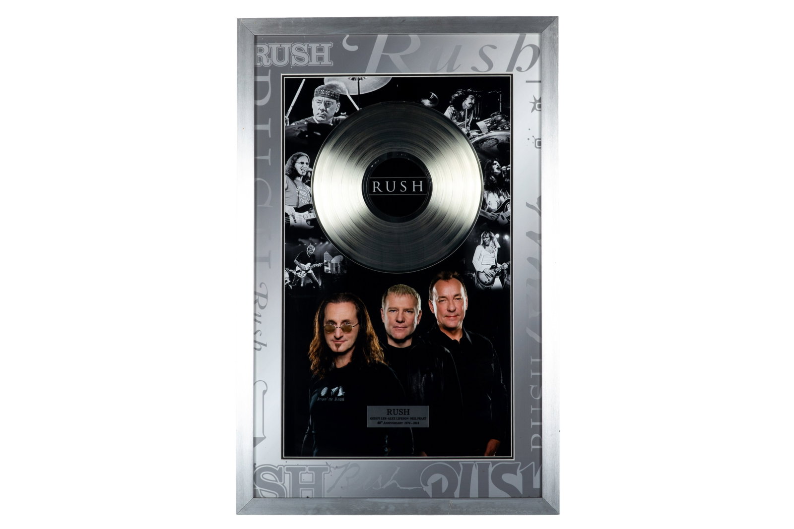 SIGNED PLATINUM RUSH ALBUM: H. 34" x W. 22"