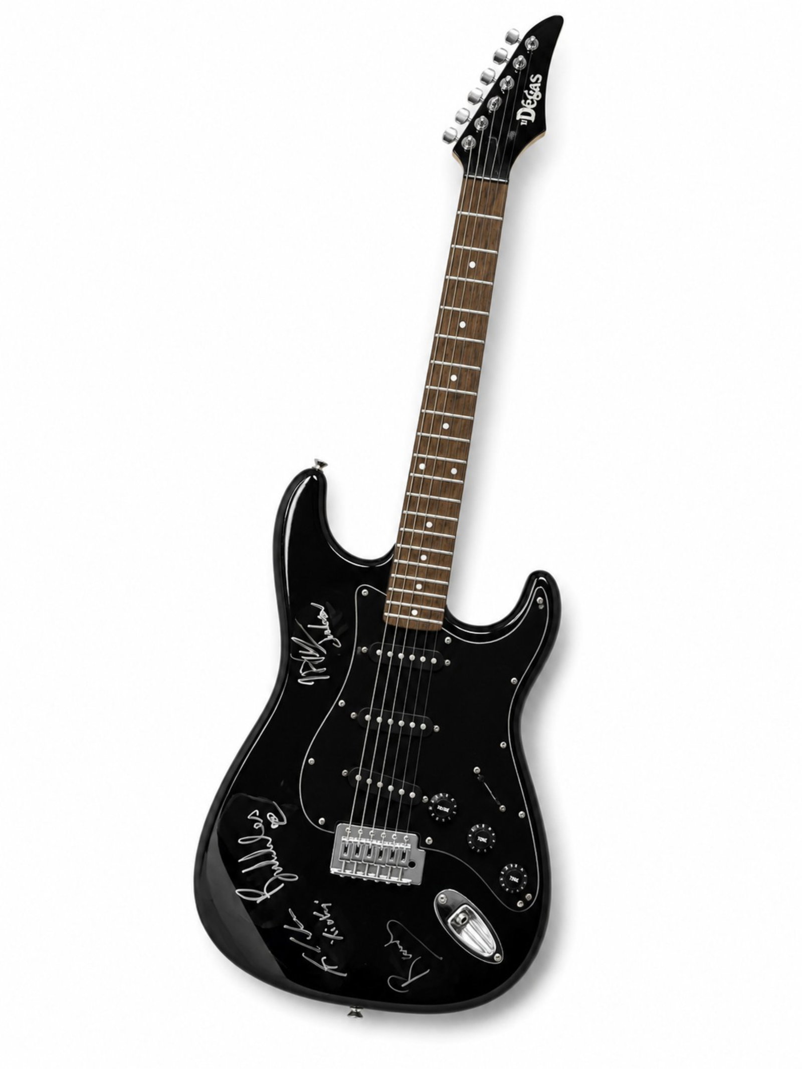 TRAILBER PARK BOYS SIGNED DEGAS ELECTRIC GUITAR: L. 40 1/2" This lot does not come with a Letter or Certificate of Authenticity.