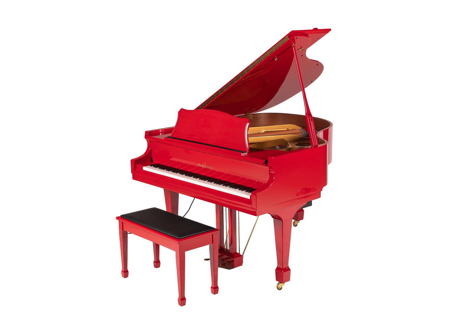 WILLIAM KNABE & CO RED LACQUER BABY GRAND PIANO: H. 40 1/4" x W. 58 1/2" x *The piano is off site and will require special moving needs.
