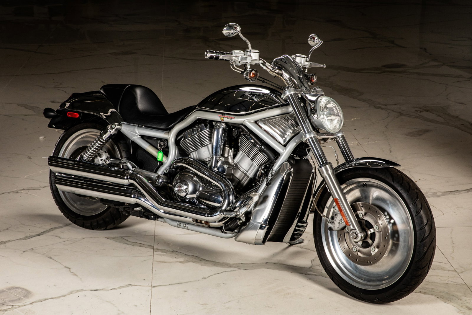 2003 HARLEY-DAVIDSON VRSCA V-ROD CUSTOM MOTORCYCLE: With Chrome Paint VIN: 1HD1HAZ1X3K837120 Gross Vehicle Weight Rating: Class 1A: 3,000 lb or less (1,360 kg or less) Motorcycle Chassis Type: Steel perimeter frame with hydroformed main rails and a