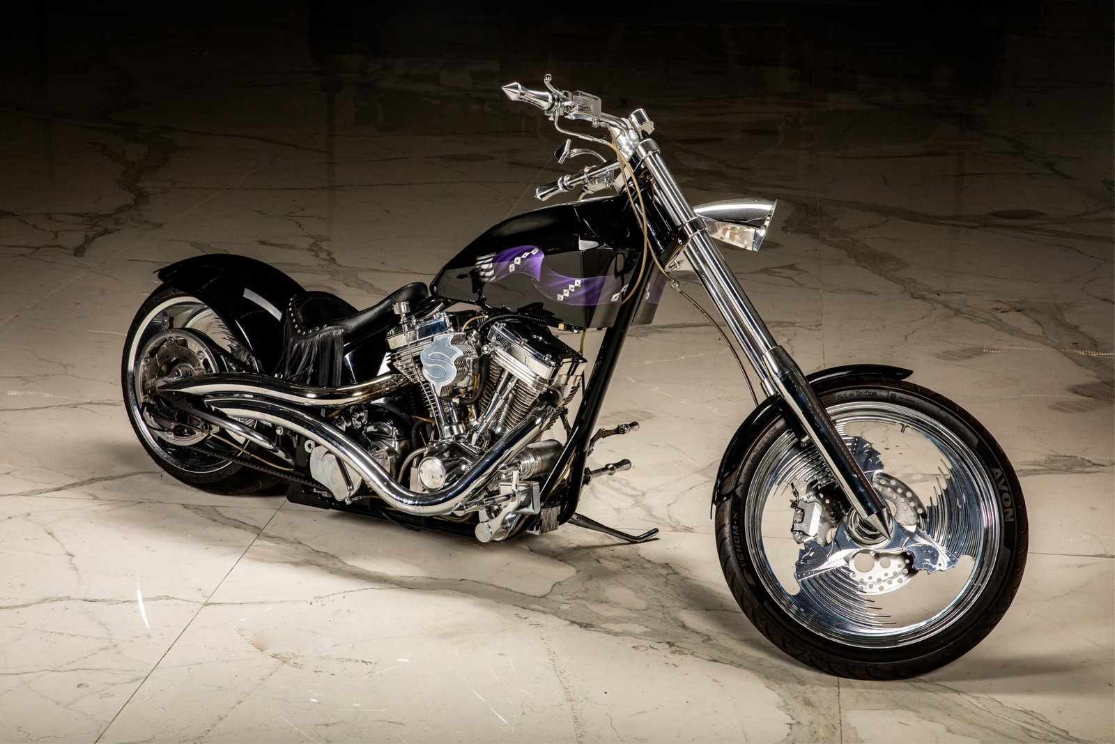 HARLEY DAVIDSON V-TWIN CUSTOM CHOPPER: Possibly a Big Dog P, featuring extensive chrome detailing. VIN#: 2H2MCIHI55S056009