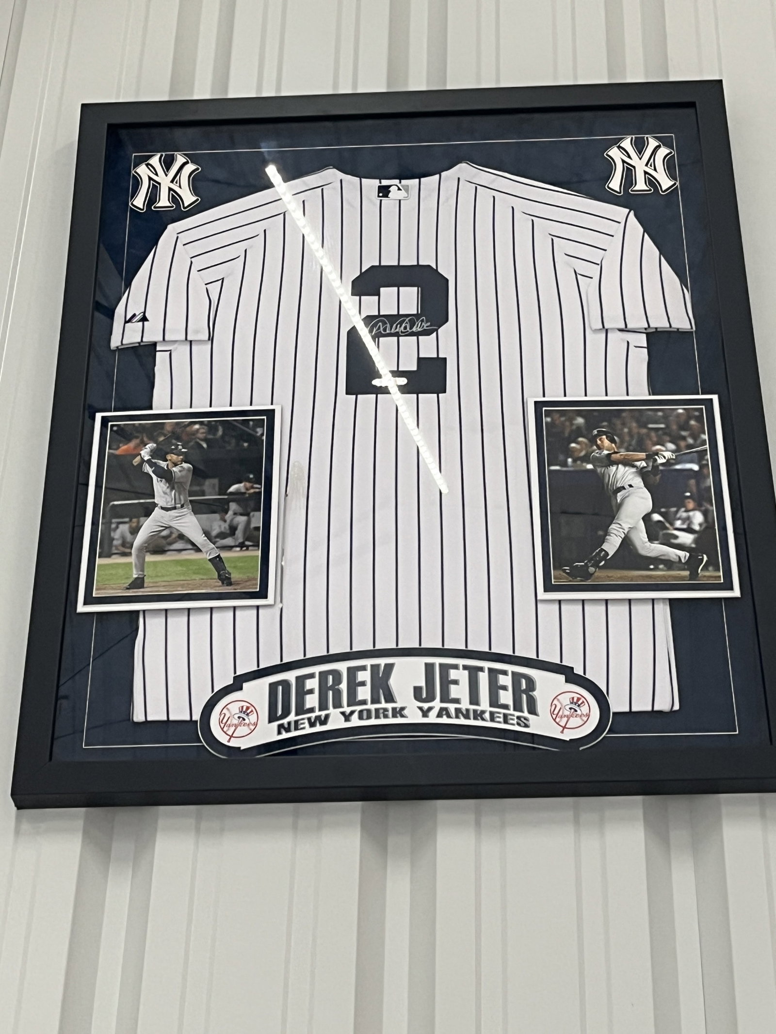 DEREK JETER AUTOGRAPHED JERSEY: H. 39 3/4" x W. 34", With Certificate