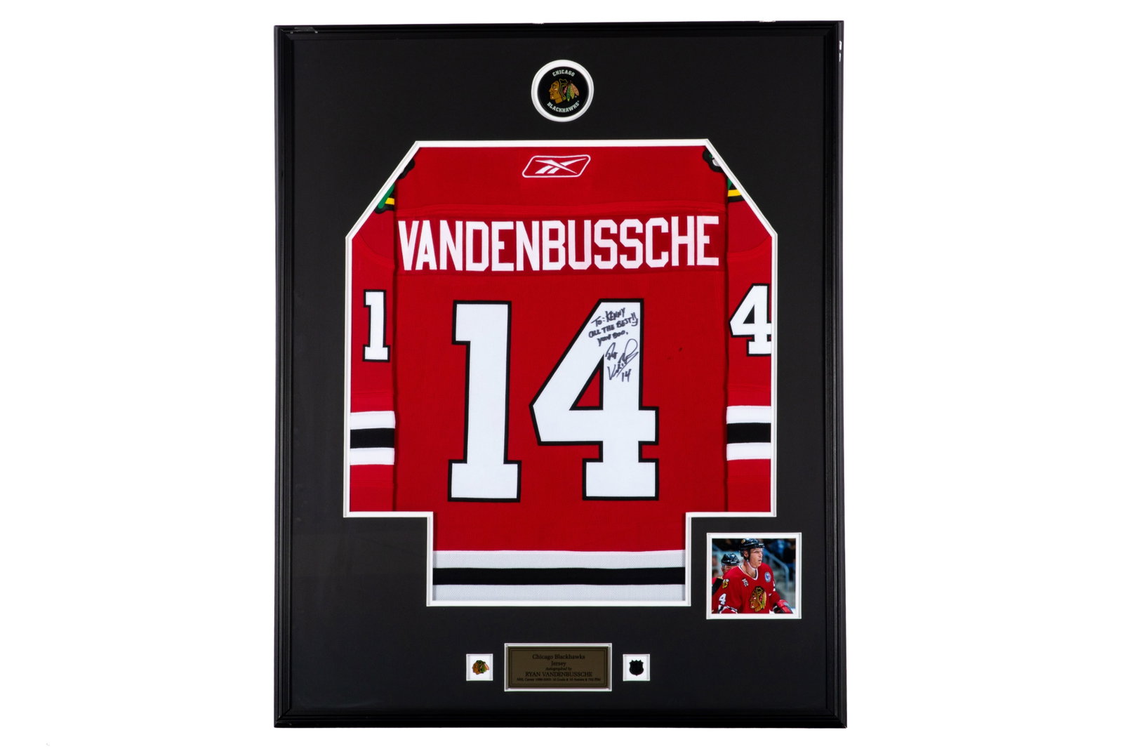 RYAN VANDENBUSSCHE SIGNED JERSEY & PUCK (1 of 2)