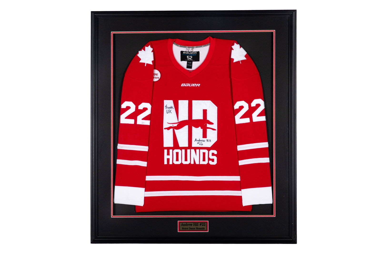 ANDREW HILL SIGNED NOTRE DAME HOUNDS JERSEY (1 of 2)