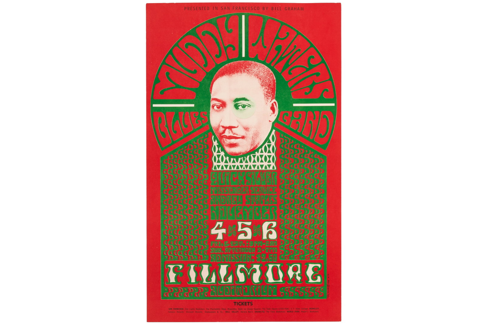 BG-35 MUDDY WATERS BLUES BAND FILLMORE AUDITORIUM: Poster: Muddy Waters Blues Band, Fillmore Auditorium Catalog: BG-35 Bands: Muddy Waters Blues Band, Quicksilver Messenger Service, Andrew Staples Venue: Fillmore Auditorium City: San Francisco Date: 1